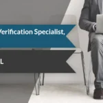 Banner text: 'Benefits Verification Specialist, Dental' and 'Chicago, IL' with a user and location icon on a gray background.